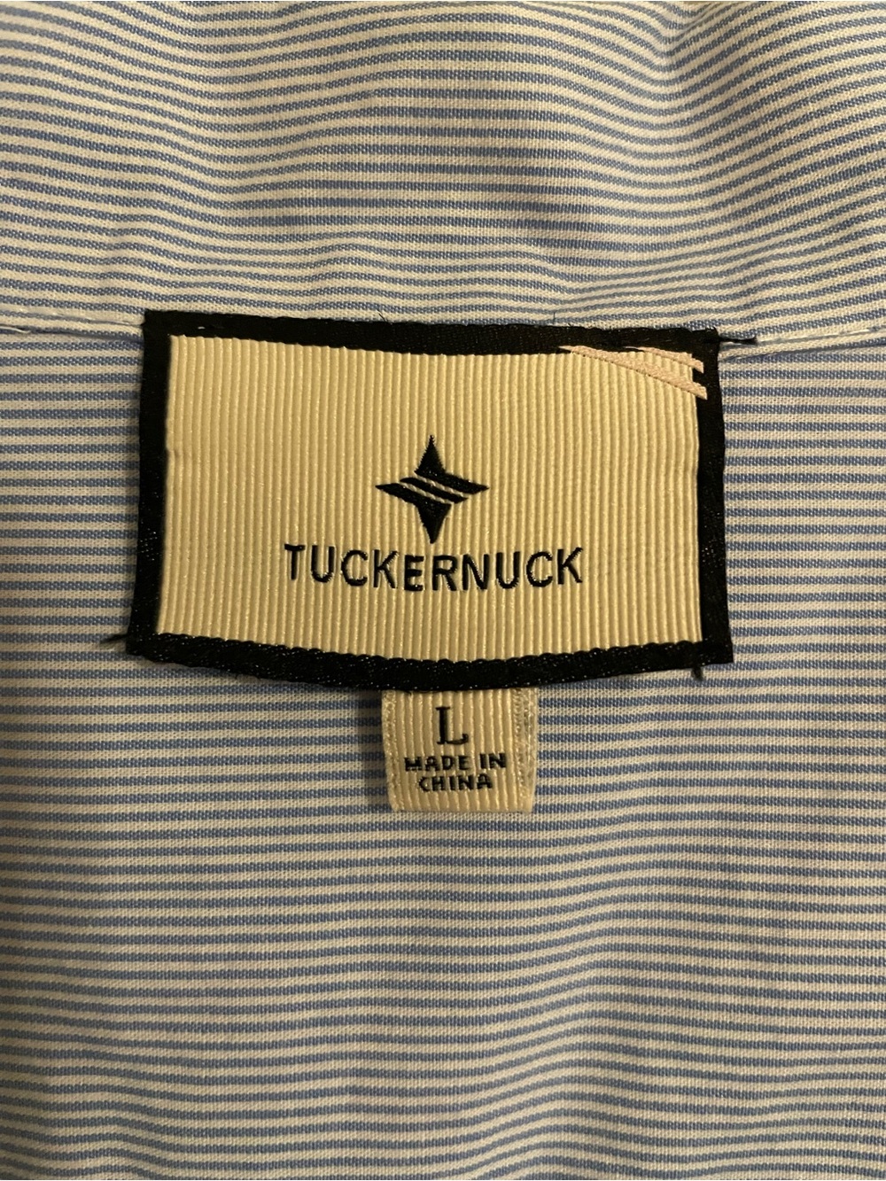 Tuckernuck Blue White Striped Cotyon V Neck 3/4 Sleeve Blouse Size Large - Picture 4 of 5
